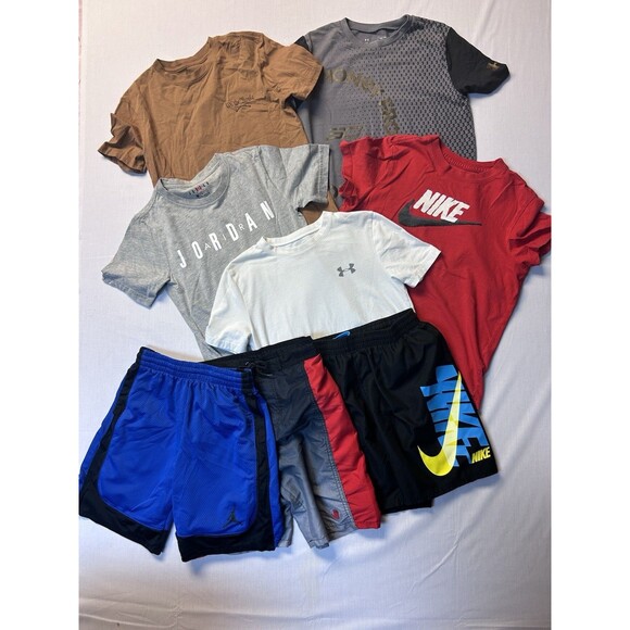 Lot Of Boys Clothes Nike Jordan Under Armour Shorts Shirts Athletic Youth Medium - Picture 2 of 8